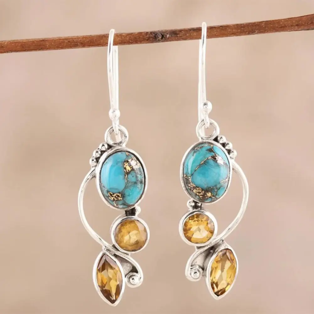 Geometric Alloy Dangle earrings, image 2