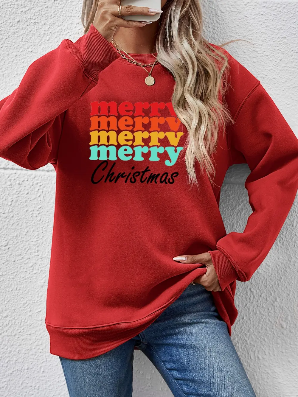 MERRY CHRISTMAS Graphic Long Sleeve Sweatshirt, image 10