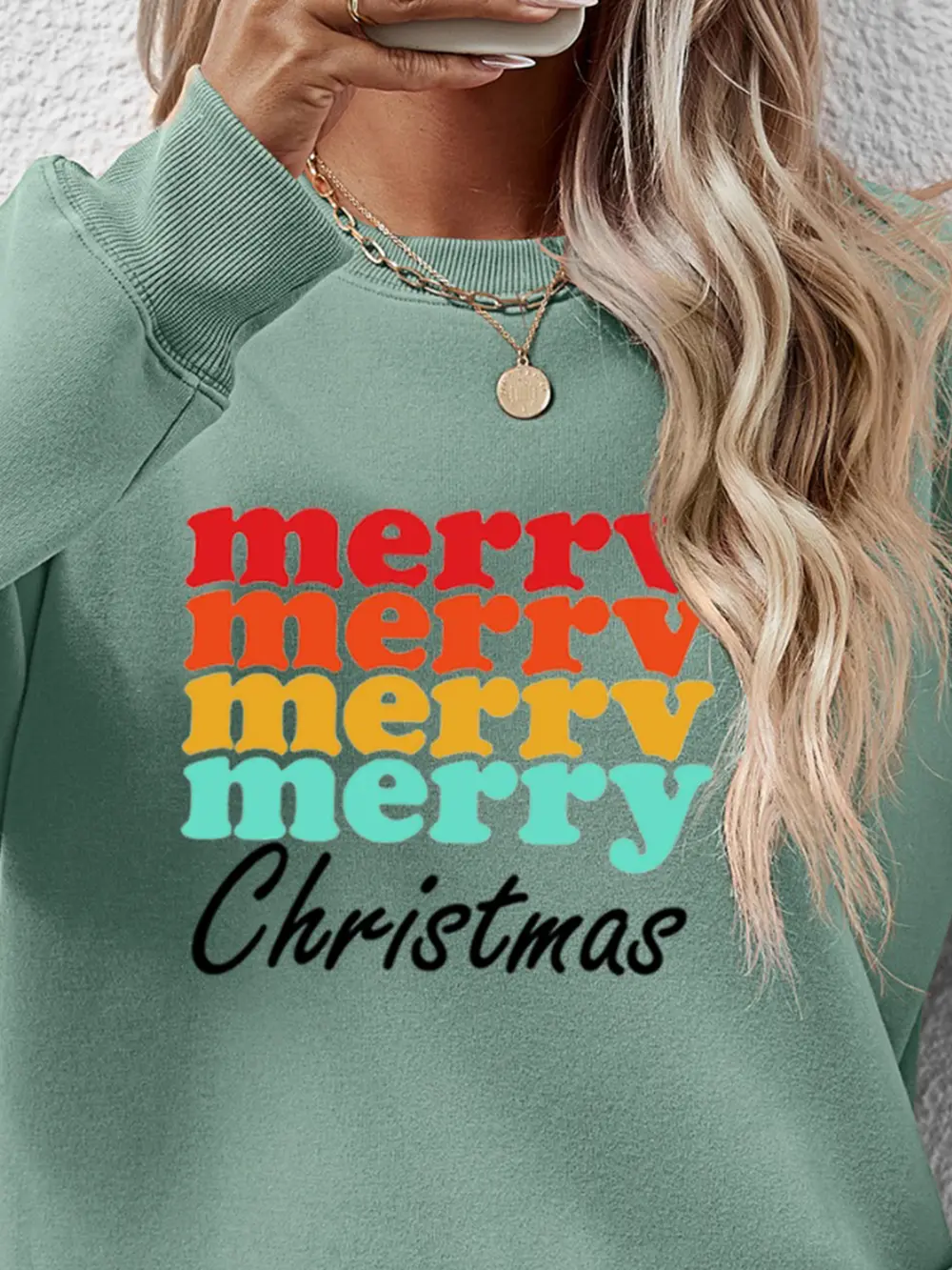 MERRY CHRISTMAS Graphic Long Sleeve Sweatshirt, image 14