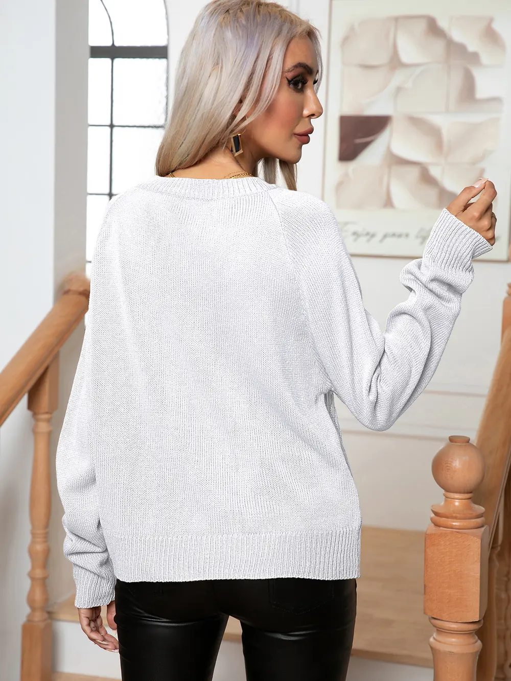 Cable-Knit Long Sleeve Sweater, image 8