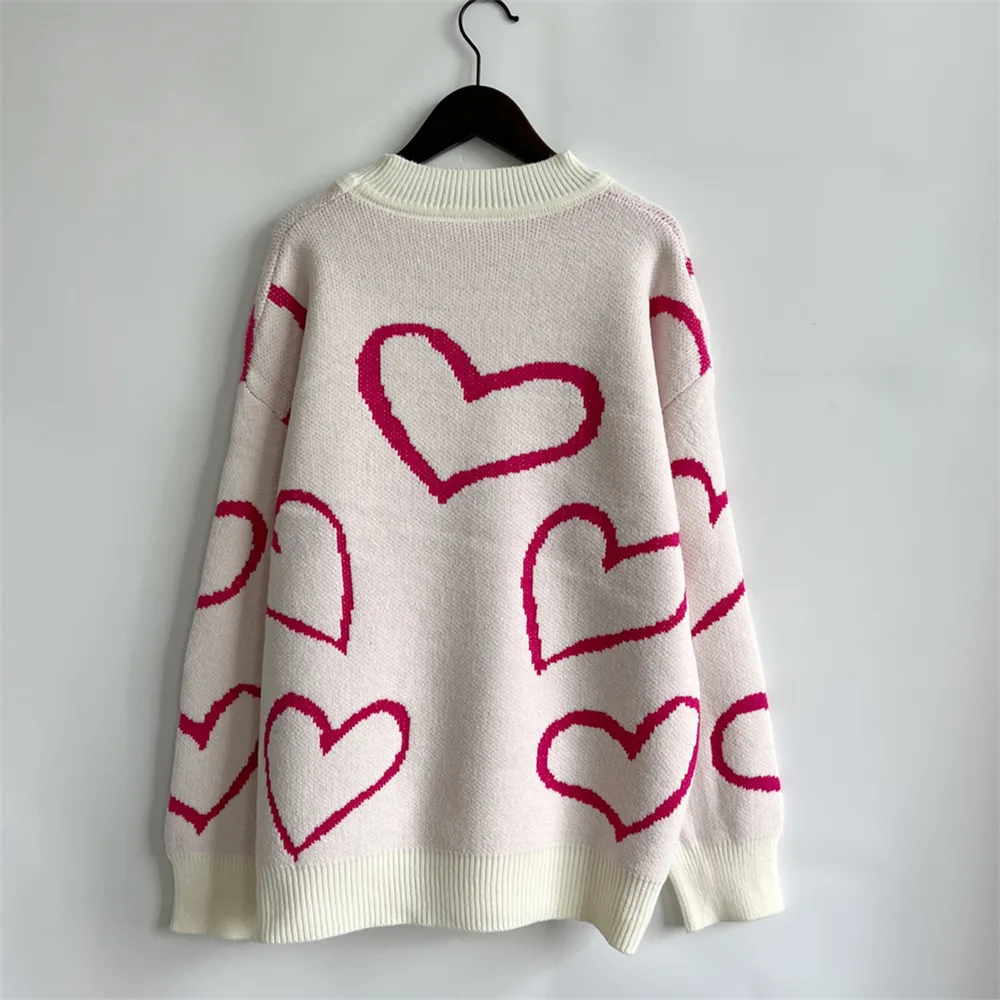 Heart Pattern Long Sleeve Sweater, image 9
