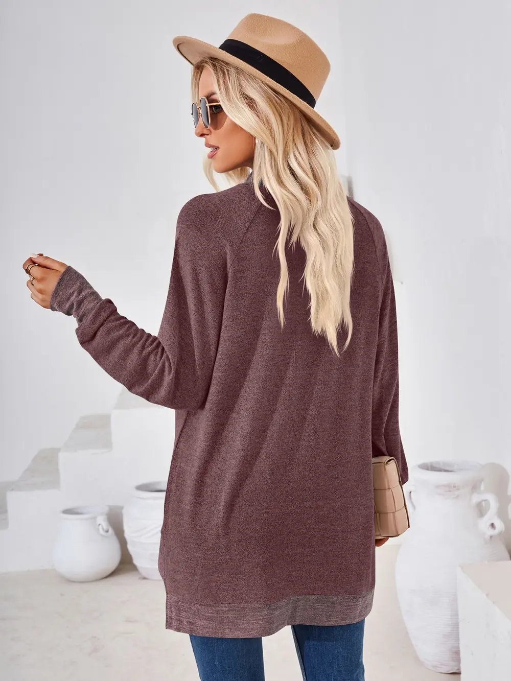 Contrast Mock Neck Long Sleeve T-Shirt, image 34