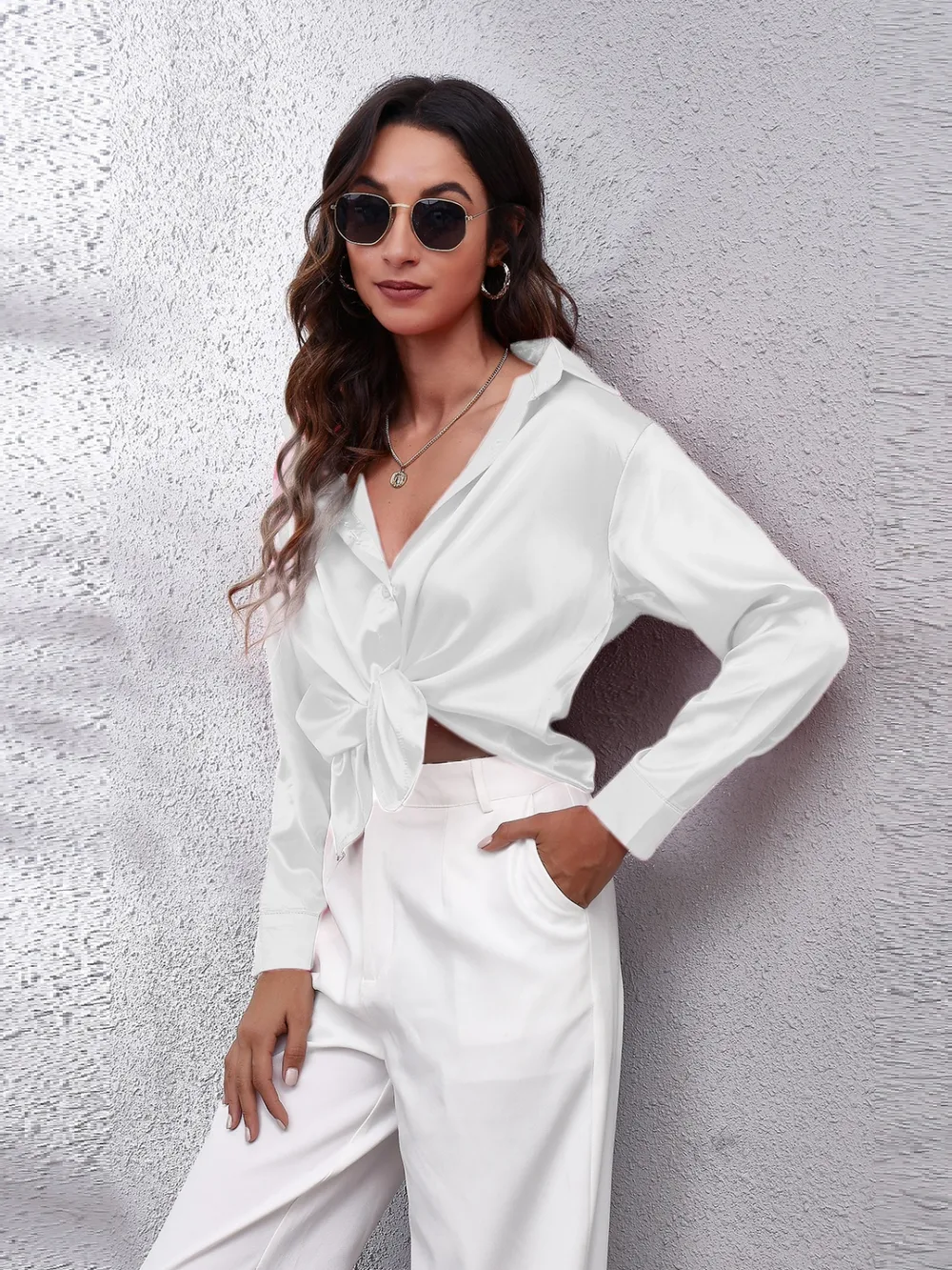 Collared Neck Buttoned Long Sleeve Shirt, image 8
