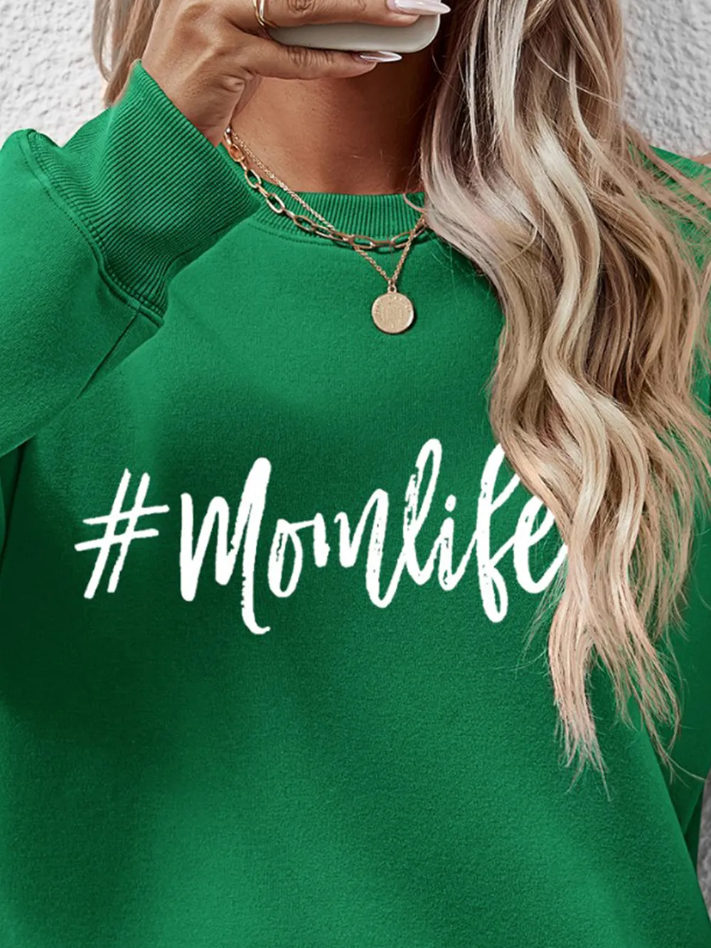 Letter Graphic Round Neck Sweatshirt, image 4