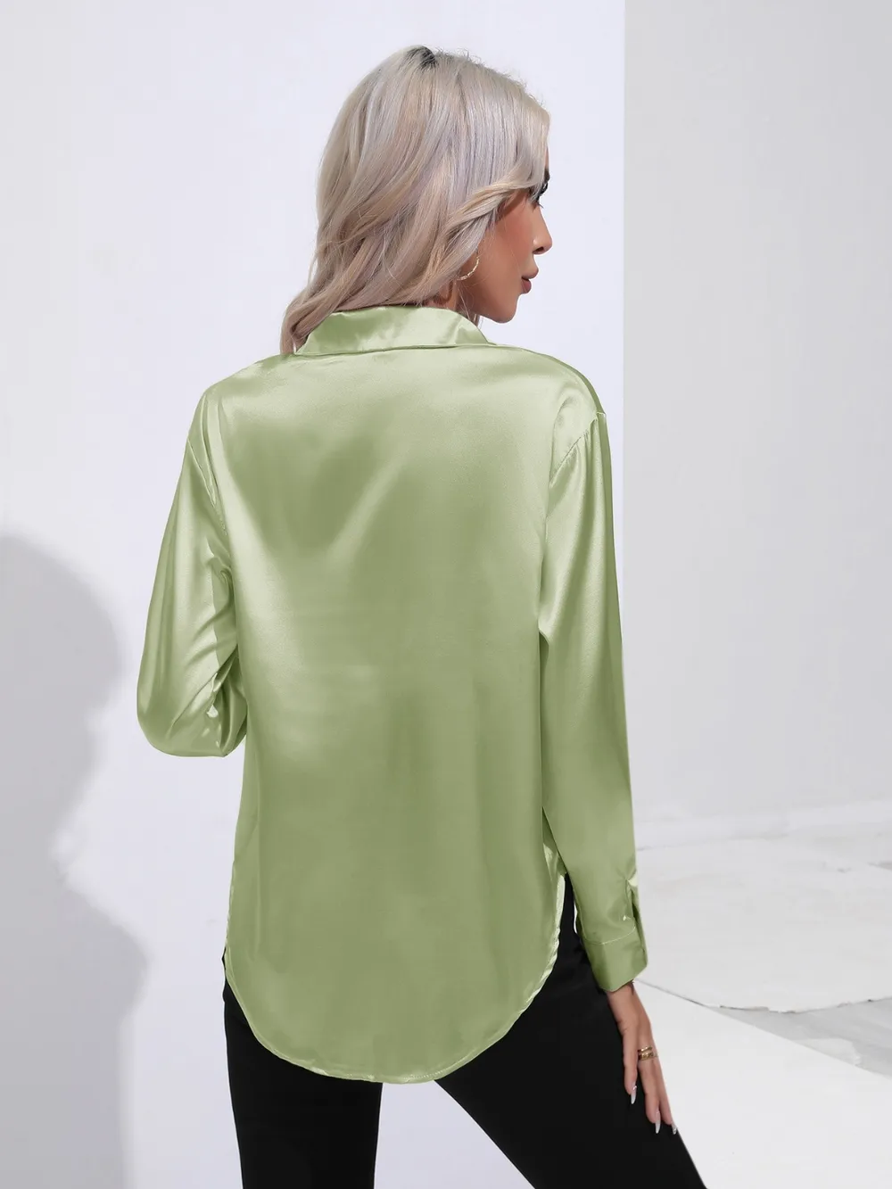 Collared Neck Buttoned Long Sleeve Shirt, image 10