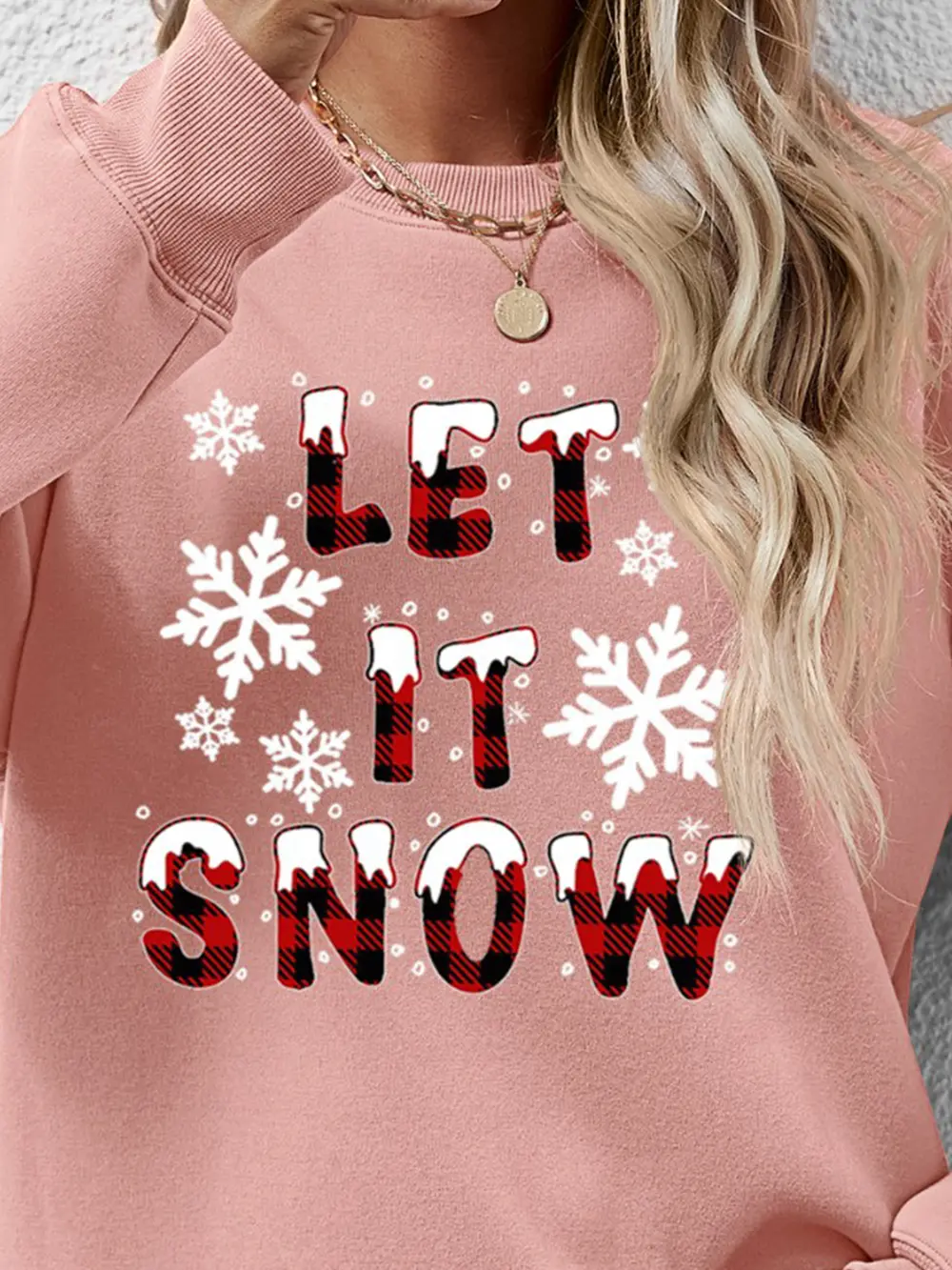 LET IT SNOW Round Neck Long Sleeve Sweatshirt, image 5