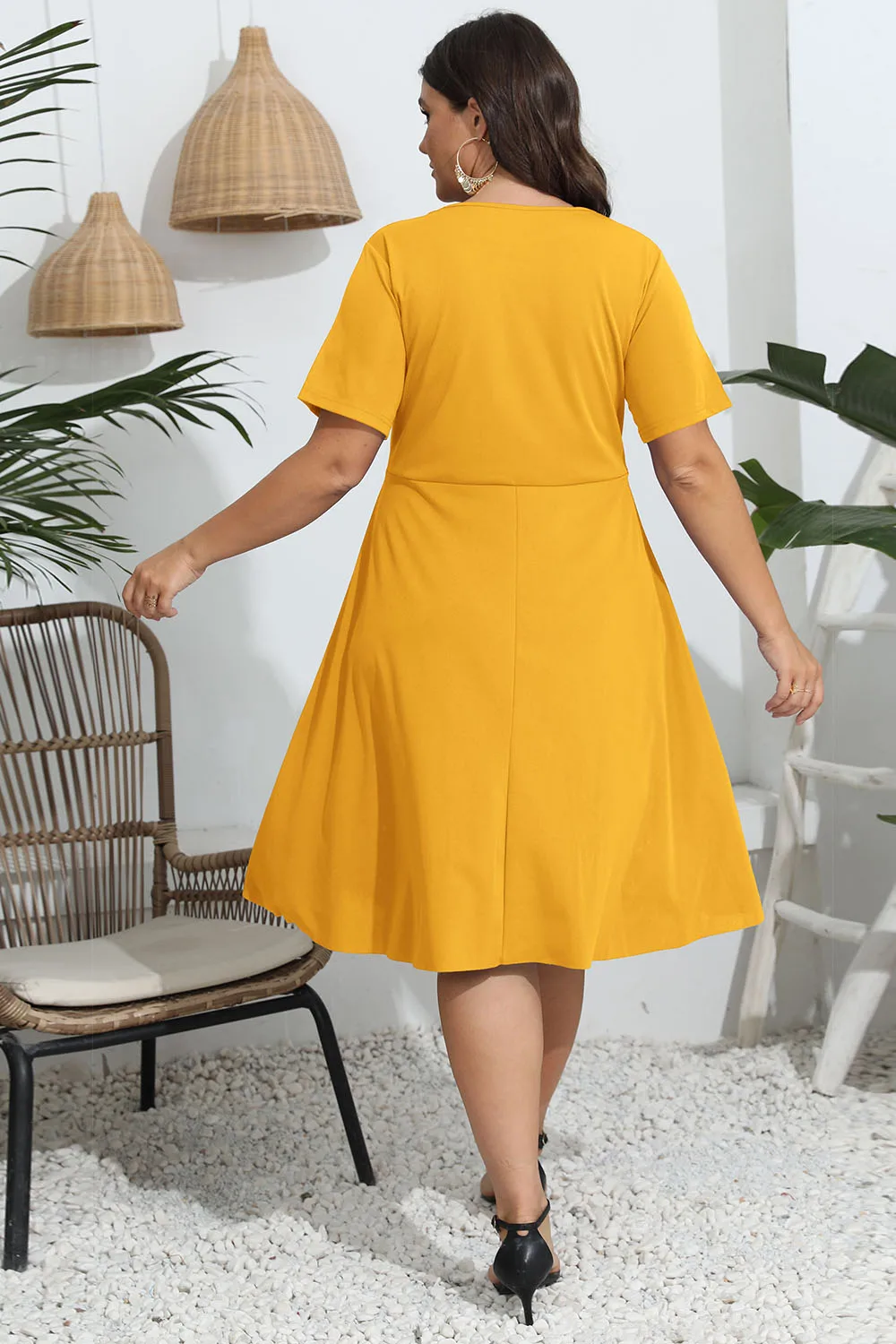 Plus Size Round Neck Openwork Dress, image 11