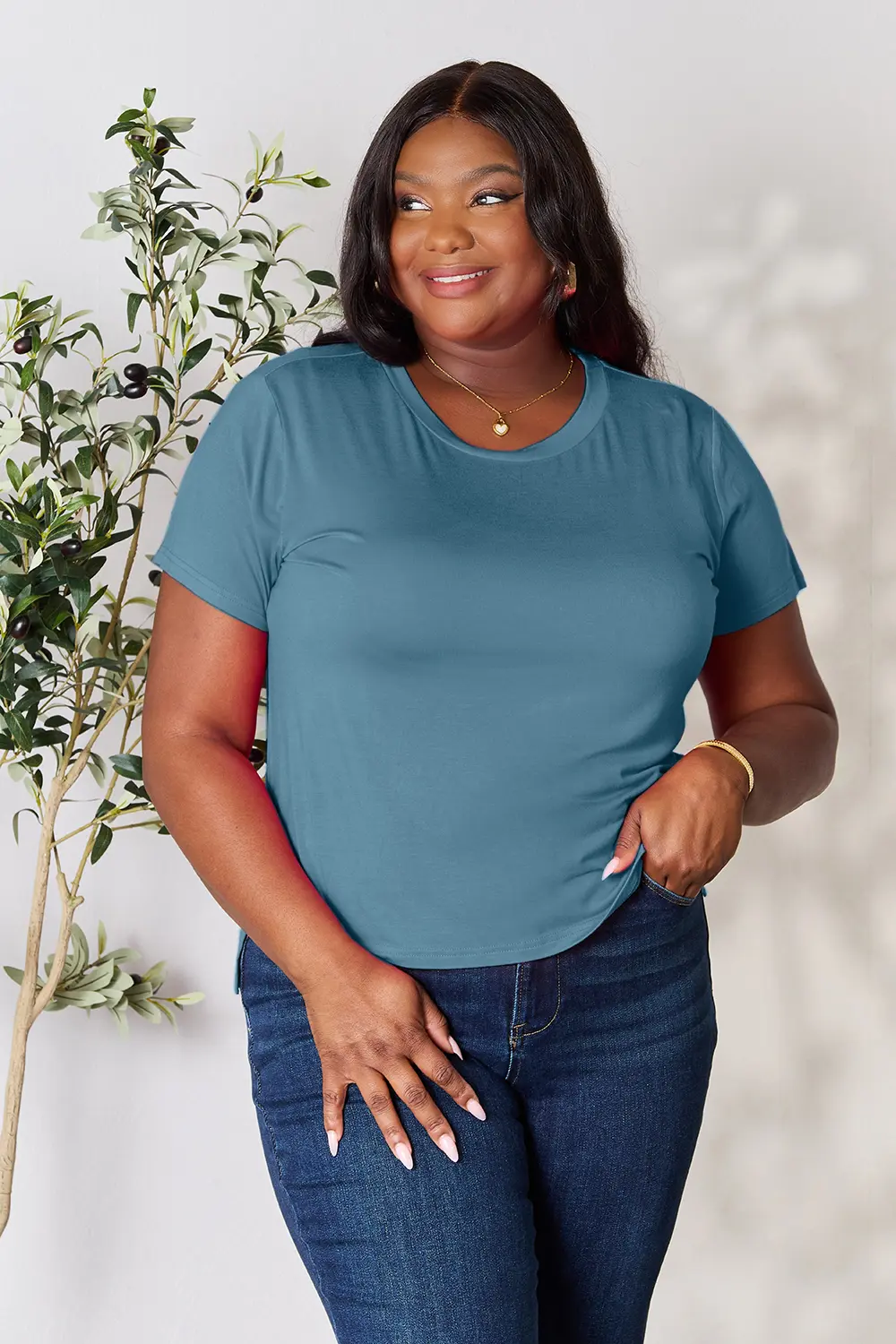 Full Size Round Neck Short Sleeve T-Shirt, image 16