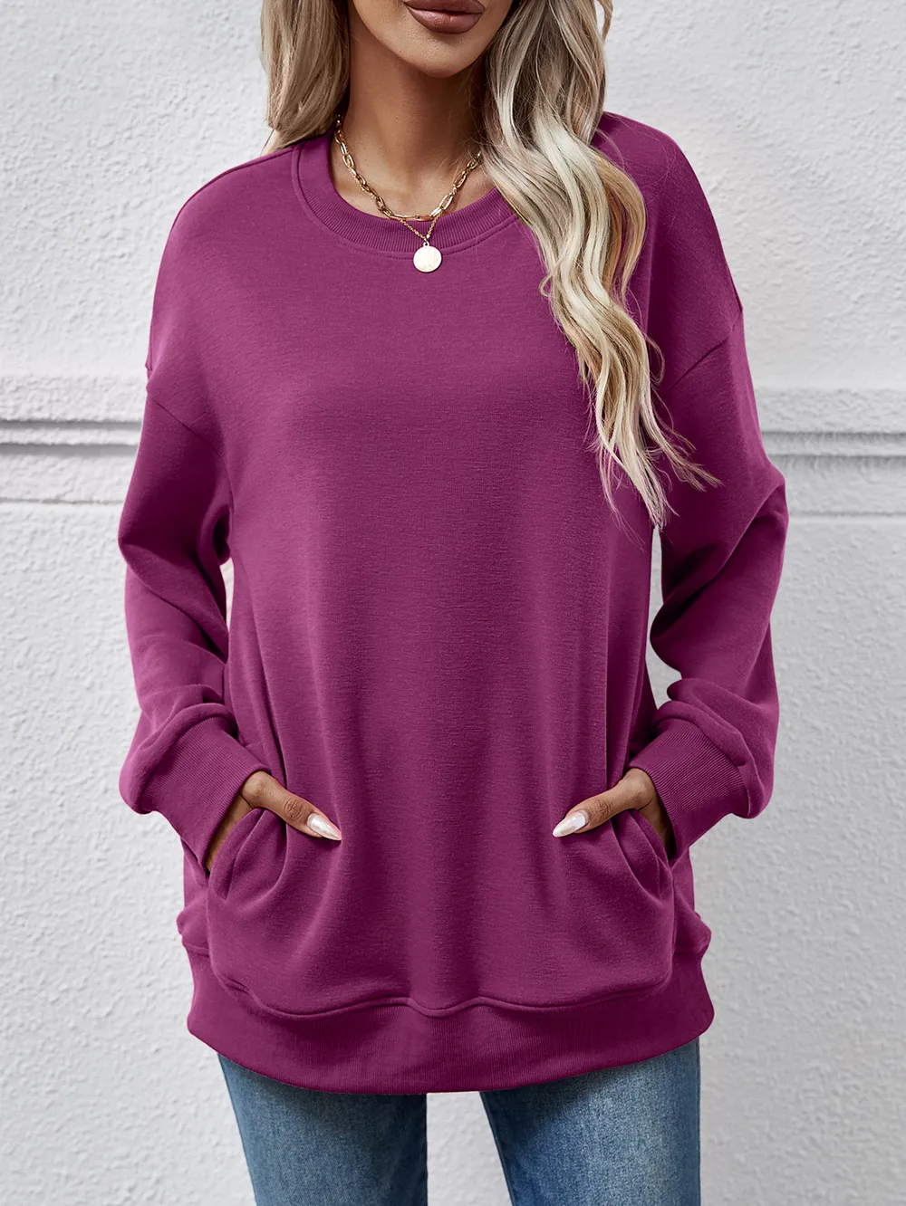Dropped Shoulder Sweatshirt with Pockets, image 10