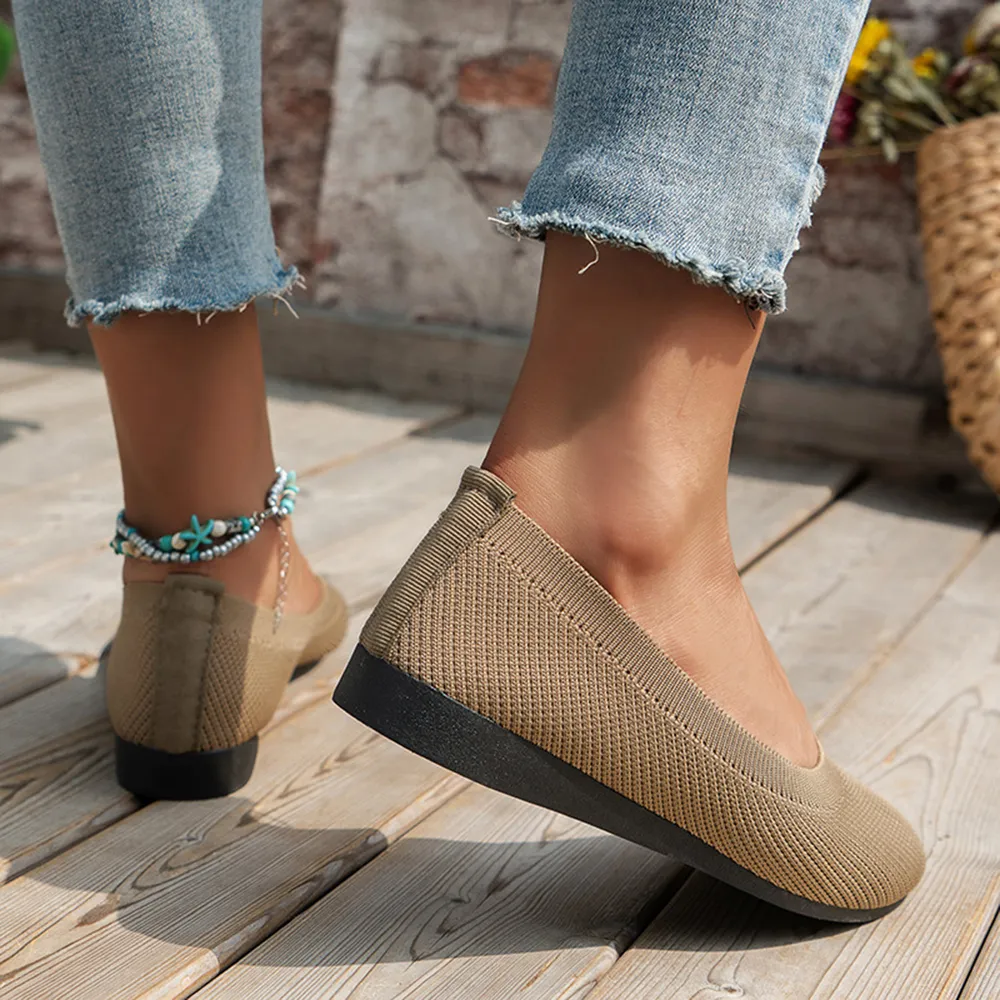 Round Toe Knit Ballet Flats, image 8