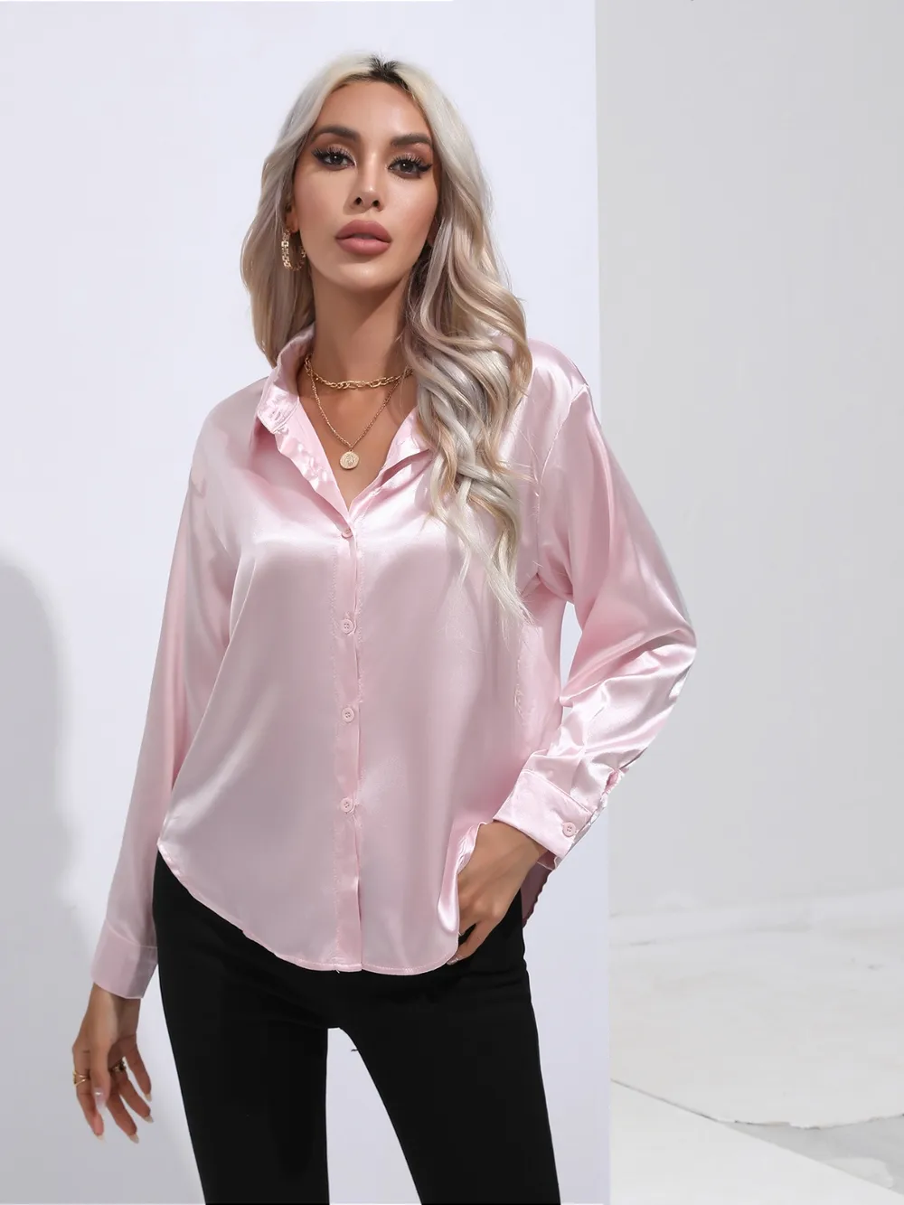Collared Neck Buttoned Long Sleeve Shirt, image 13