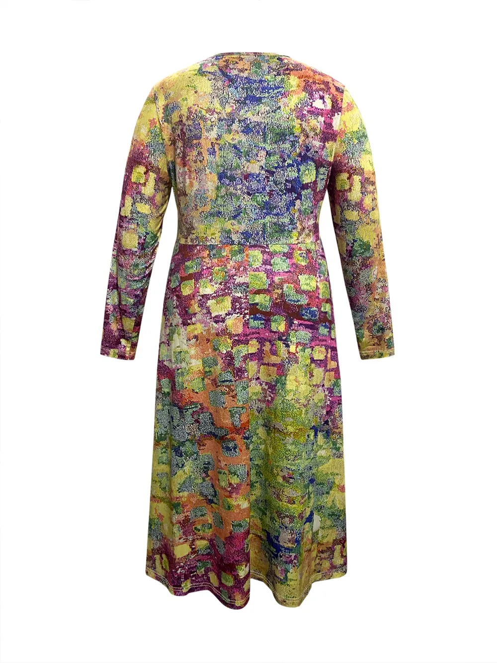 Plus Size Printed Round Neck Long Sleeve Dress, image 6