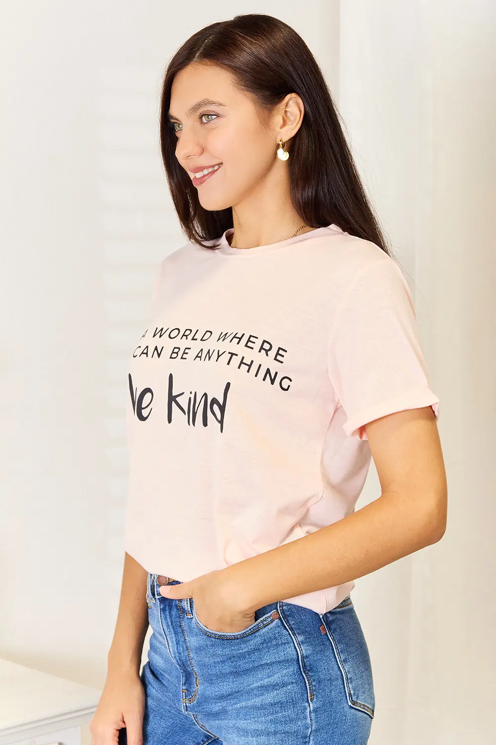 Slogan Graphic Cuffed T-Shirt, image 2