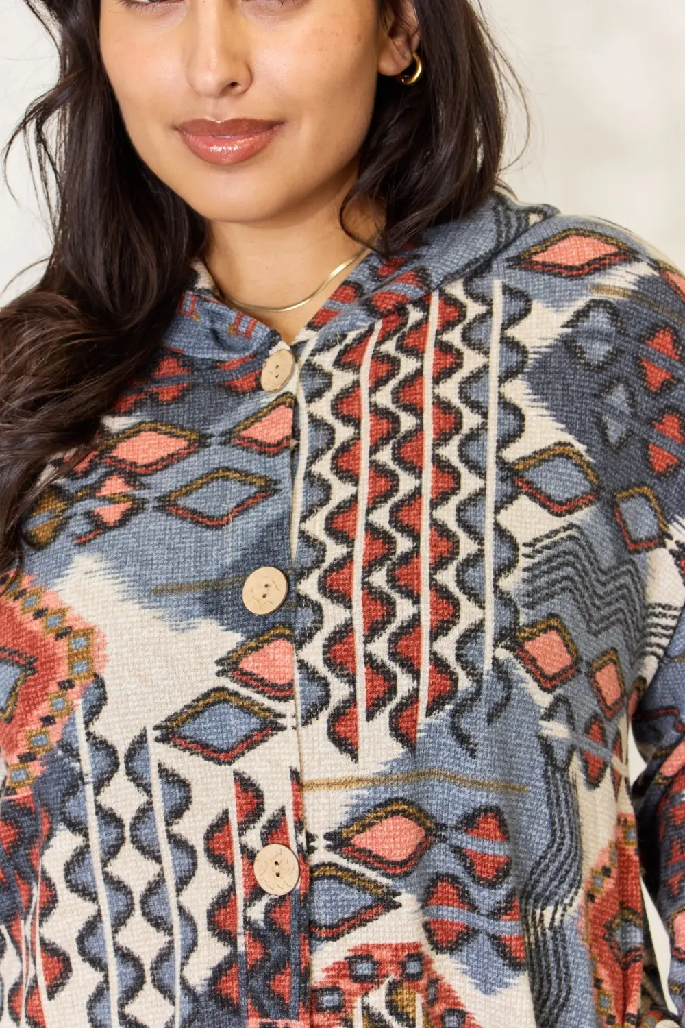 Full Size Printed Button Up Hooded Jacket, image 9
