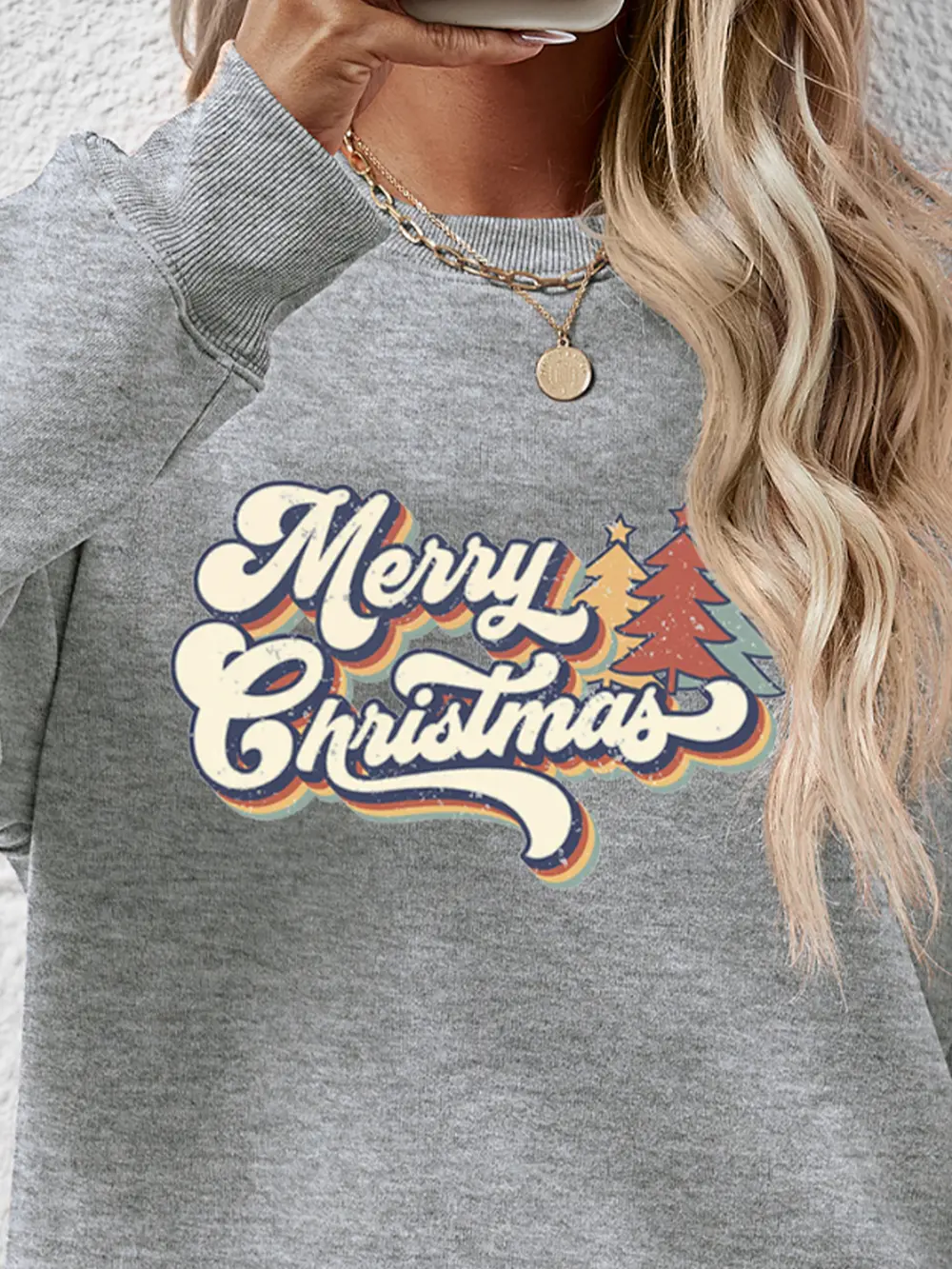 Christmas Letter Graphic Round Neck Sweatshirt, image 6