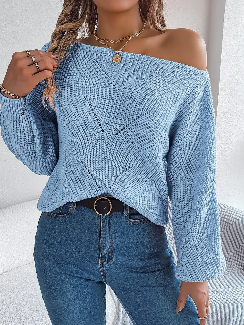 Openwork Long Sleeve Sweater, image 8