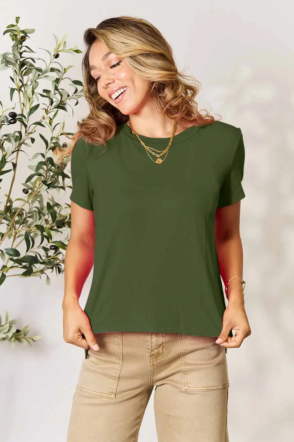 Full Size Round Neck Short Sleeve T-Shirt, image 7