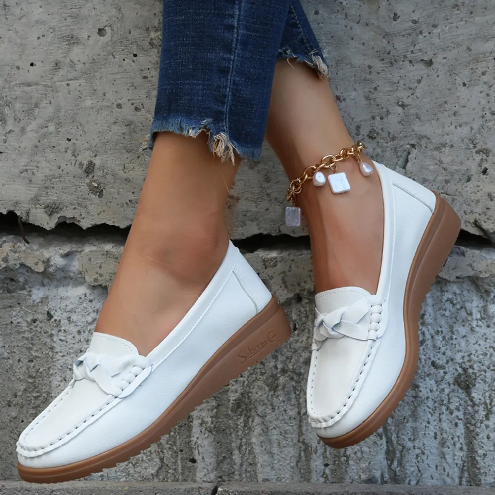 Weave Wedge Heeled Loafers, image 5