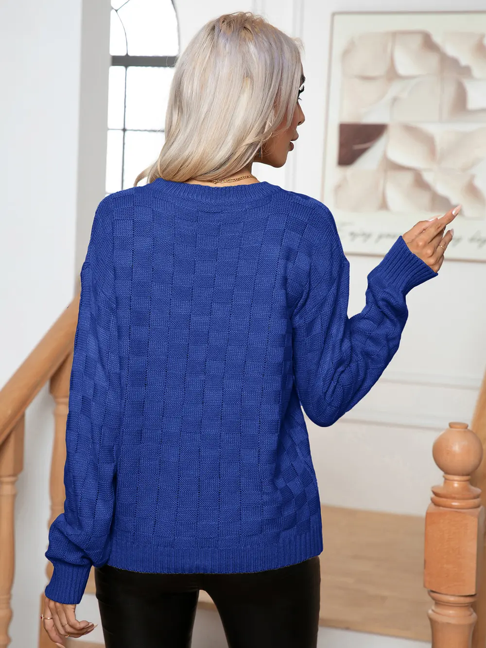 Round Neck Drop Shoulder Sweater, image 3