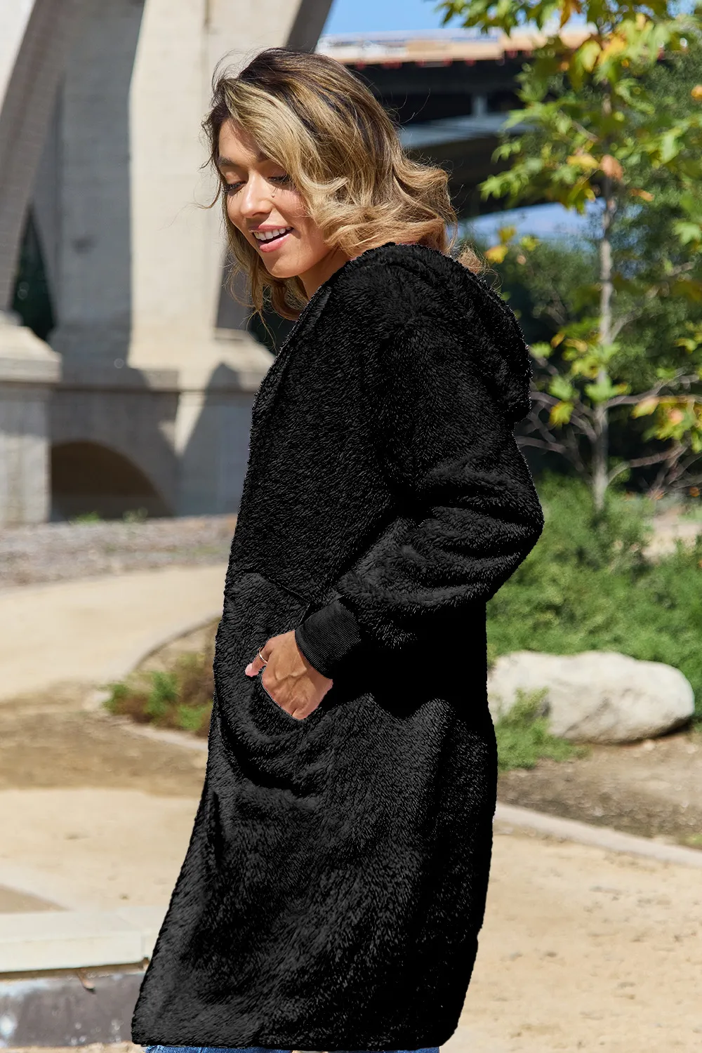 Full Size Hooded Teddy Bear Jacket with Thumbholes, image 13