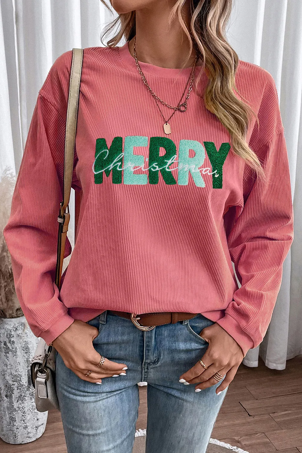 MERRY CHRISTMAS Round Neck Sweatshirt, image 4