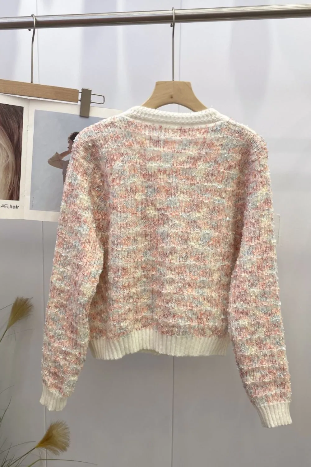 Heathered Button Up Long Sleeve Cardigan, image 4