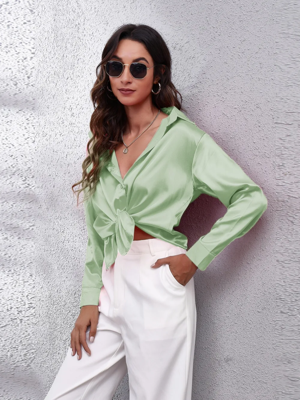 Collared Neck Buttoned Long Sleeve Shirt, image 19