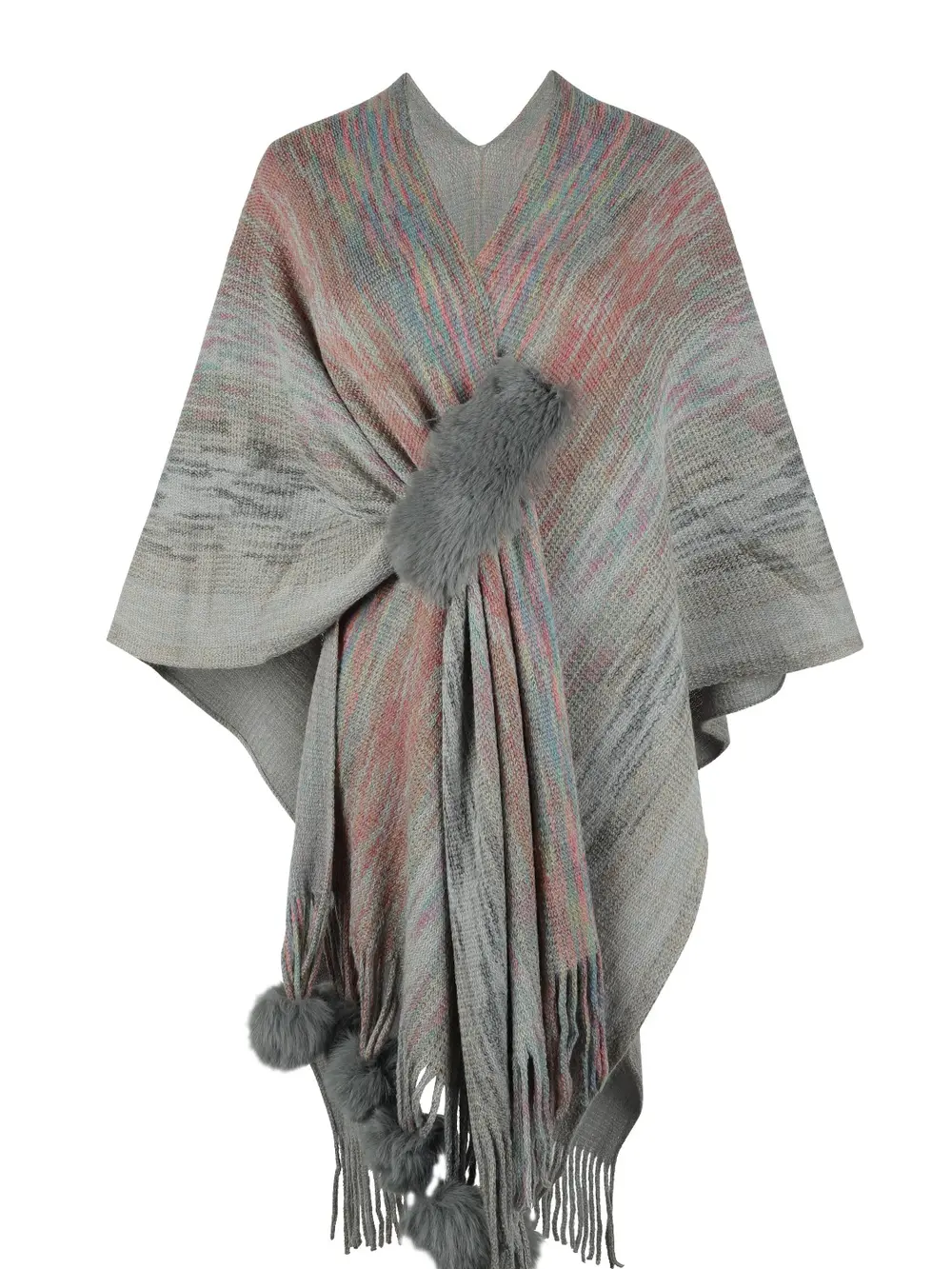 Heathered Fringe Hem Poncho, image 14