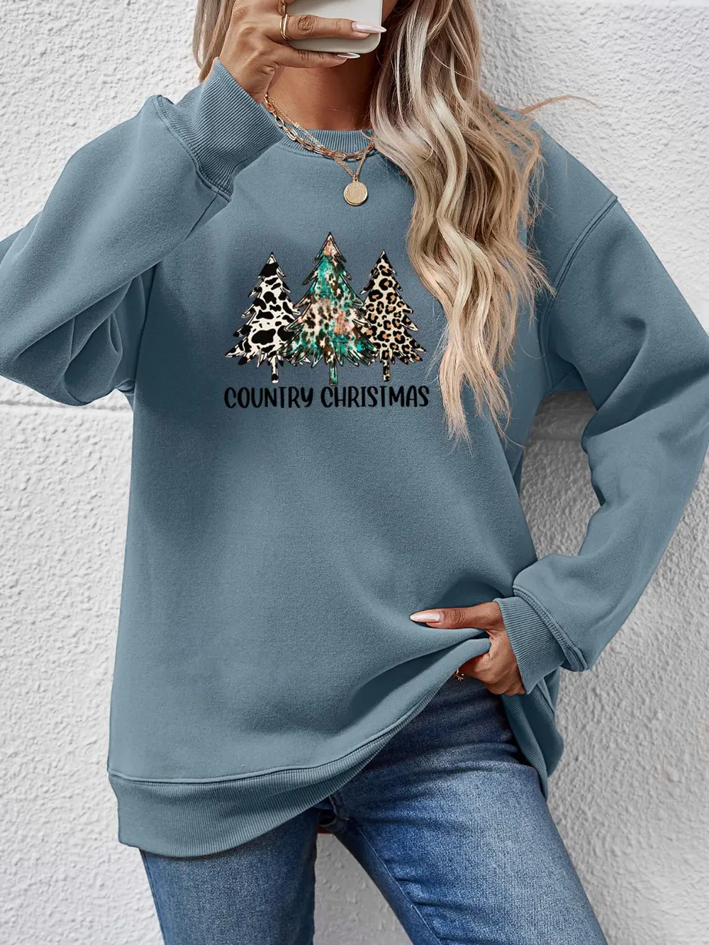 Graphic Round Neck Dropped Shoulder Sweatshirt, image 5