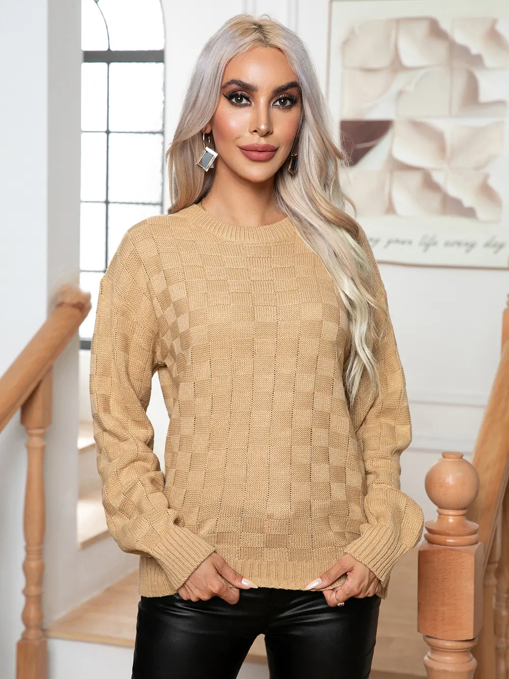 Round Neck Drop Shoulder Sweater, image 6