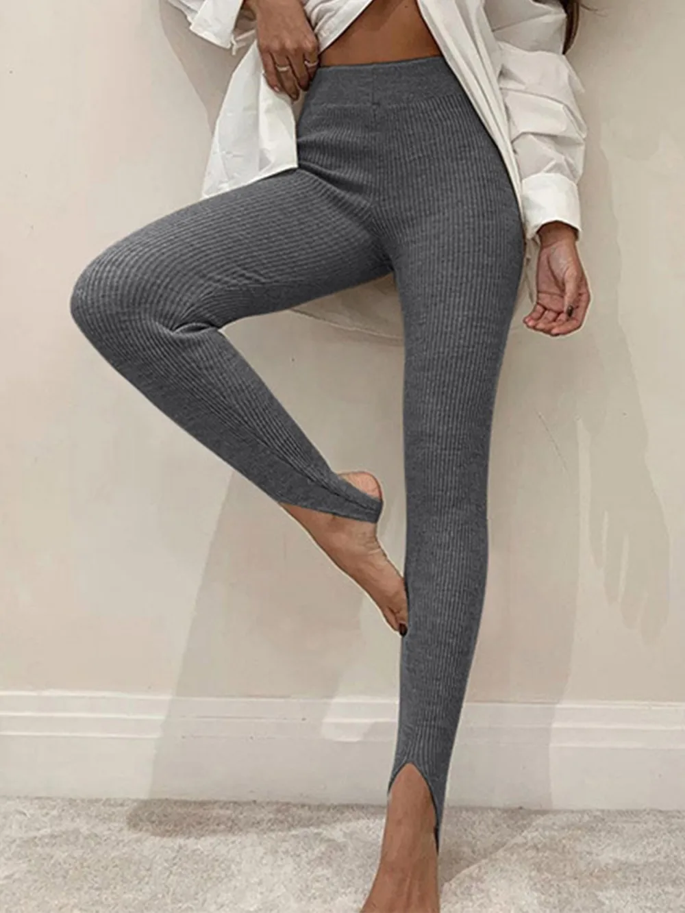 Ribbed Mid Waist Leggings, image 6