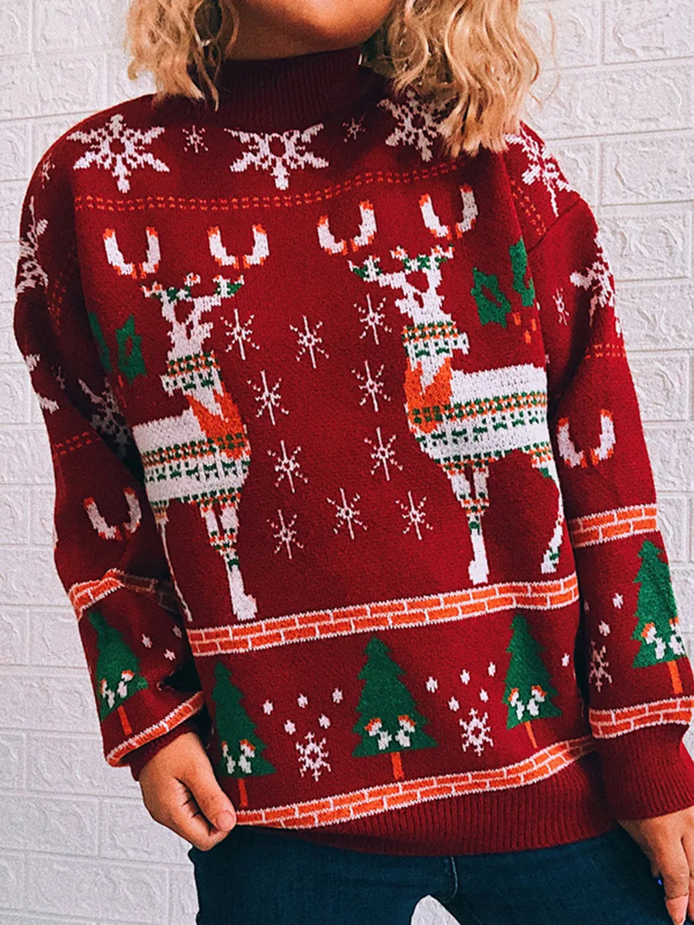 Turtleneck Drop Shoulder Long Sleeve Sweater, image 6