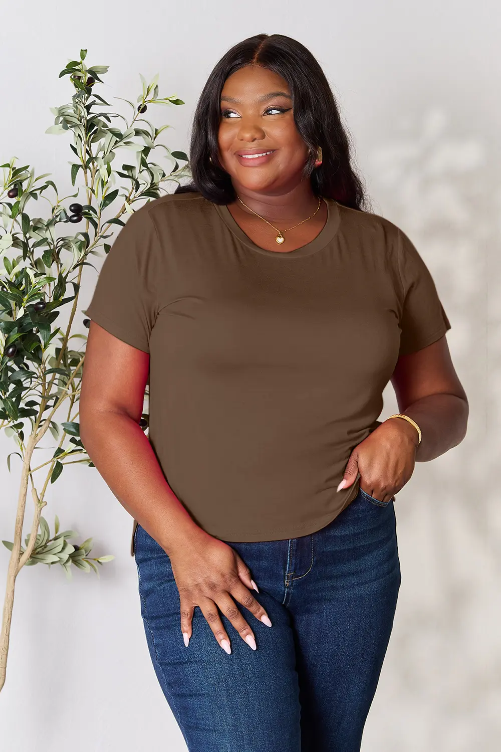 Full Size Round Neck Short Sleeve T-Shirt Plus Size, image 20