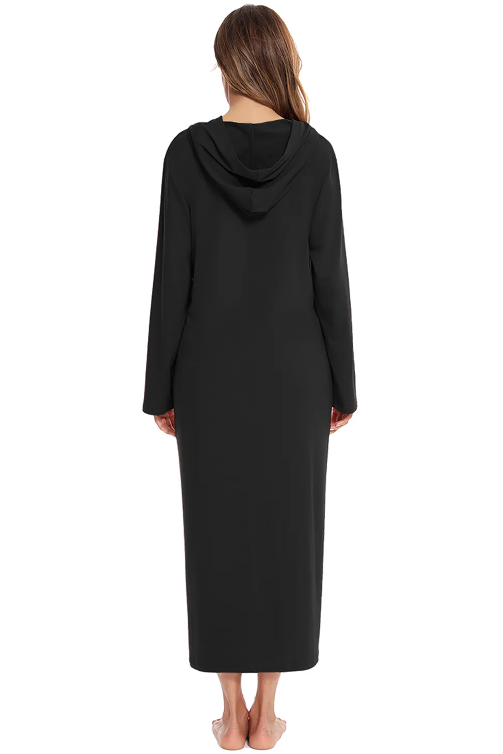 Zip Front Hooded Night Dress with Pockets, image 6