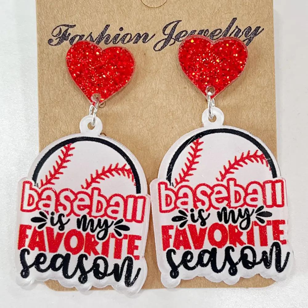 Heart Shape Sports Theme Acrylic Dangle Earrings, image 4