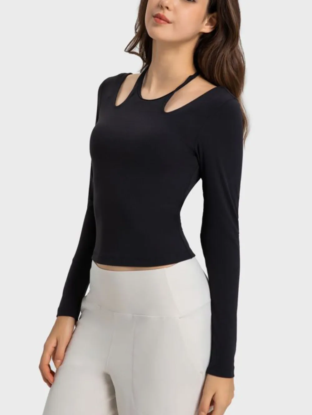 Halter Neck Long Sleeve Sporty Top, image 5