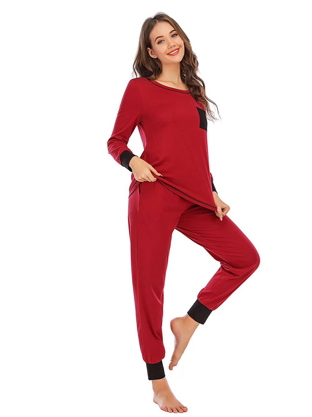 Round Neck Top and Pants Lounge Set, image 8