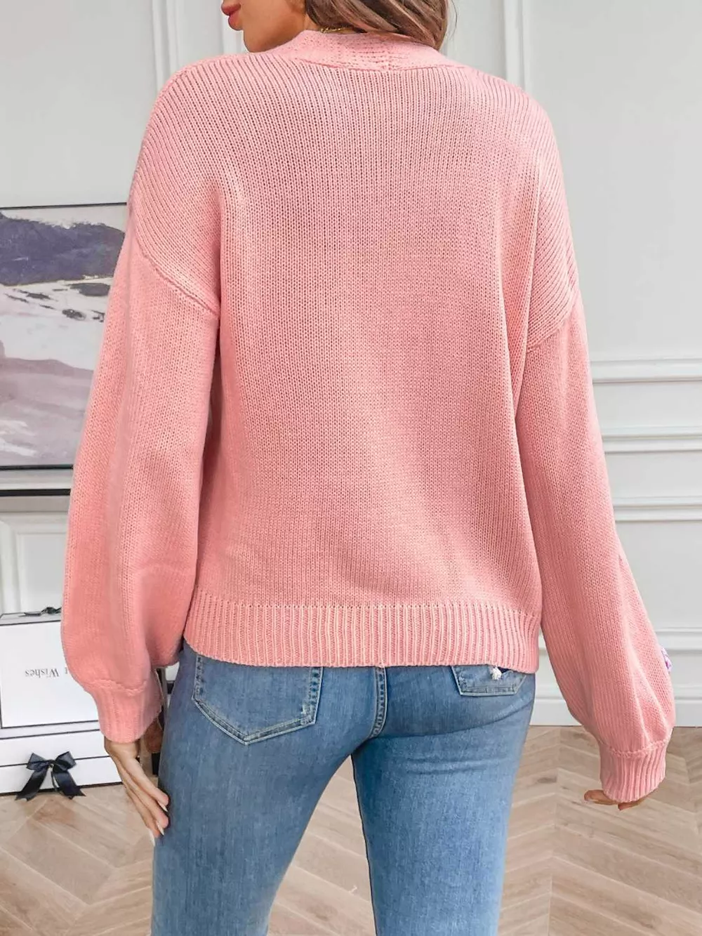 Floral Long Sleeve Open Front Cardigan, image 7