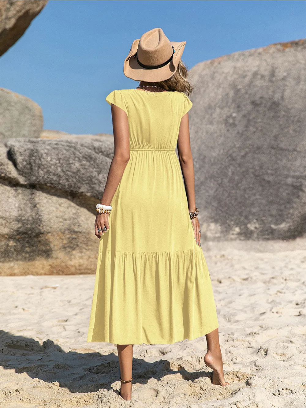 Embroidered Square Neck Ruffle Hem Dress, image 8