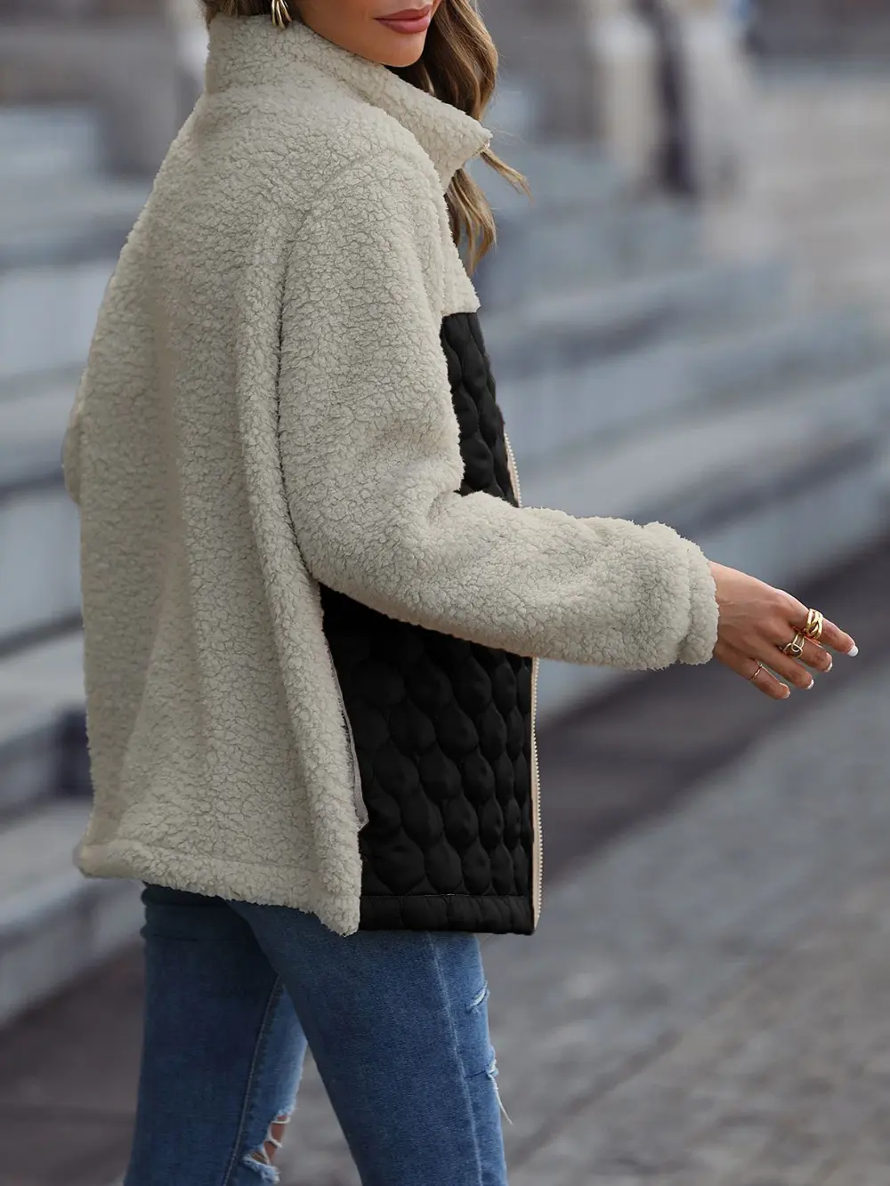 Leopard Color Block Zip-Up Jacket, image 12