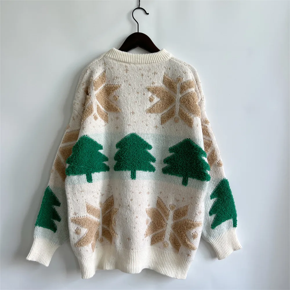 Snowflake Round Neck Long Sleeve Sweater, image 8