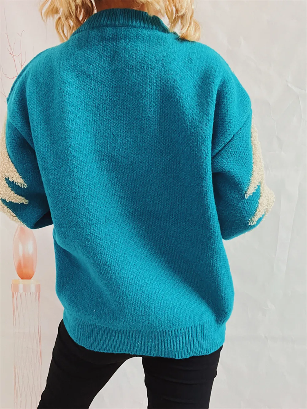 Sequin Christmas Tree & Reindeer Round Neck Sweater, image 3