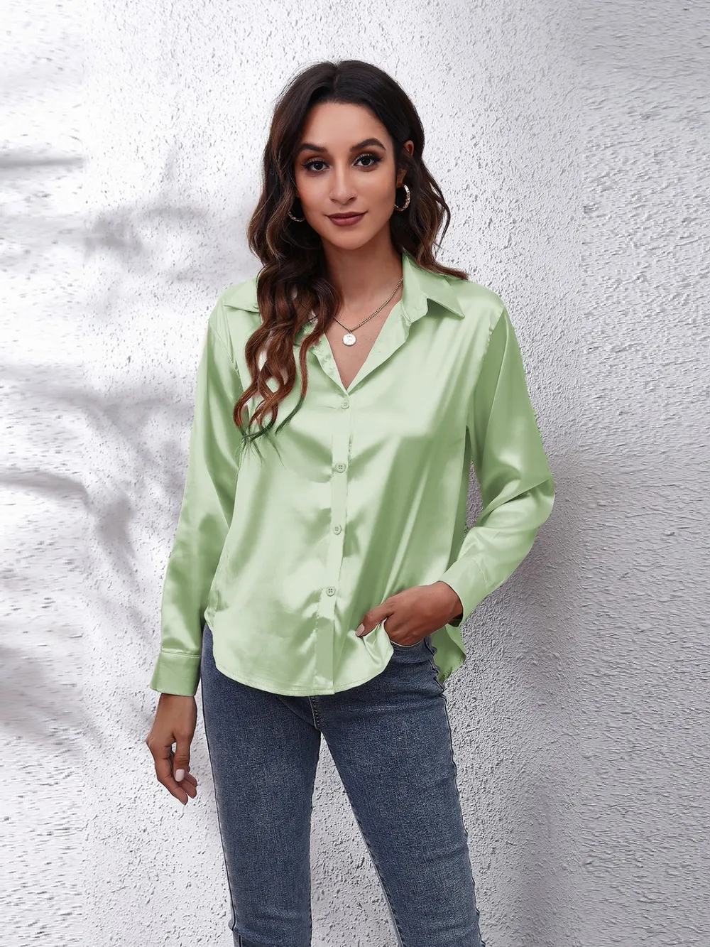 Button Up Collared Neck Long Sleeve Shirt, image 5
