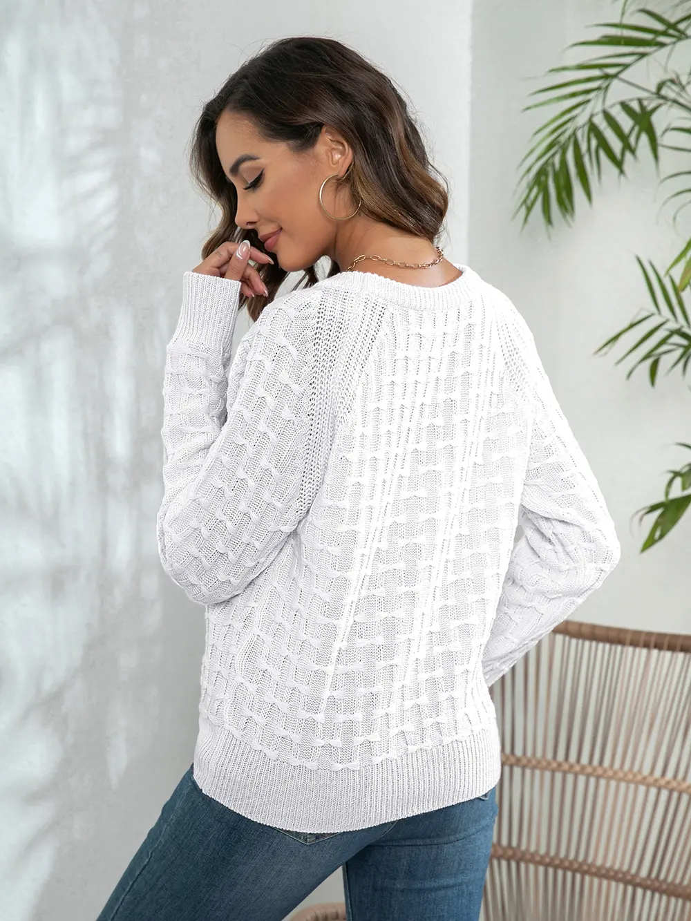 Decorative Button Long Sleeve Sweater, image 8