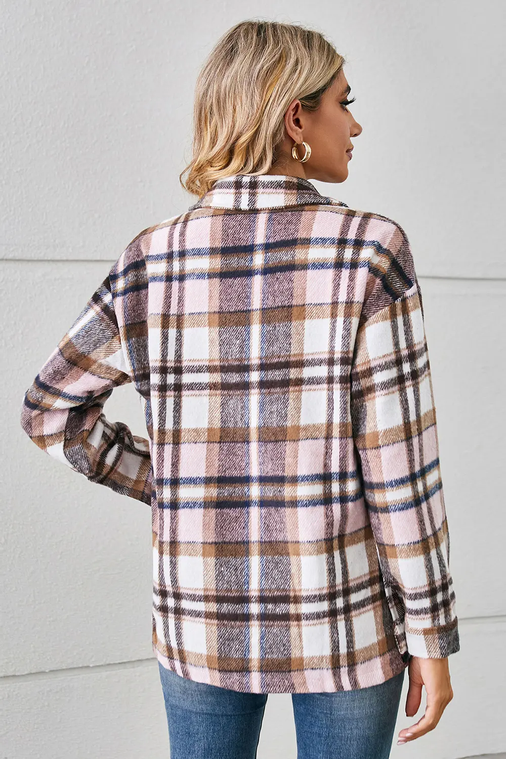 Button Down Collared Plaid Shacket, image 4