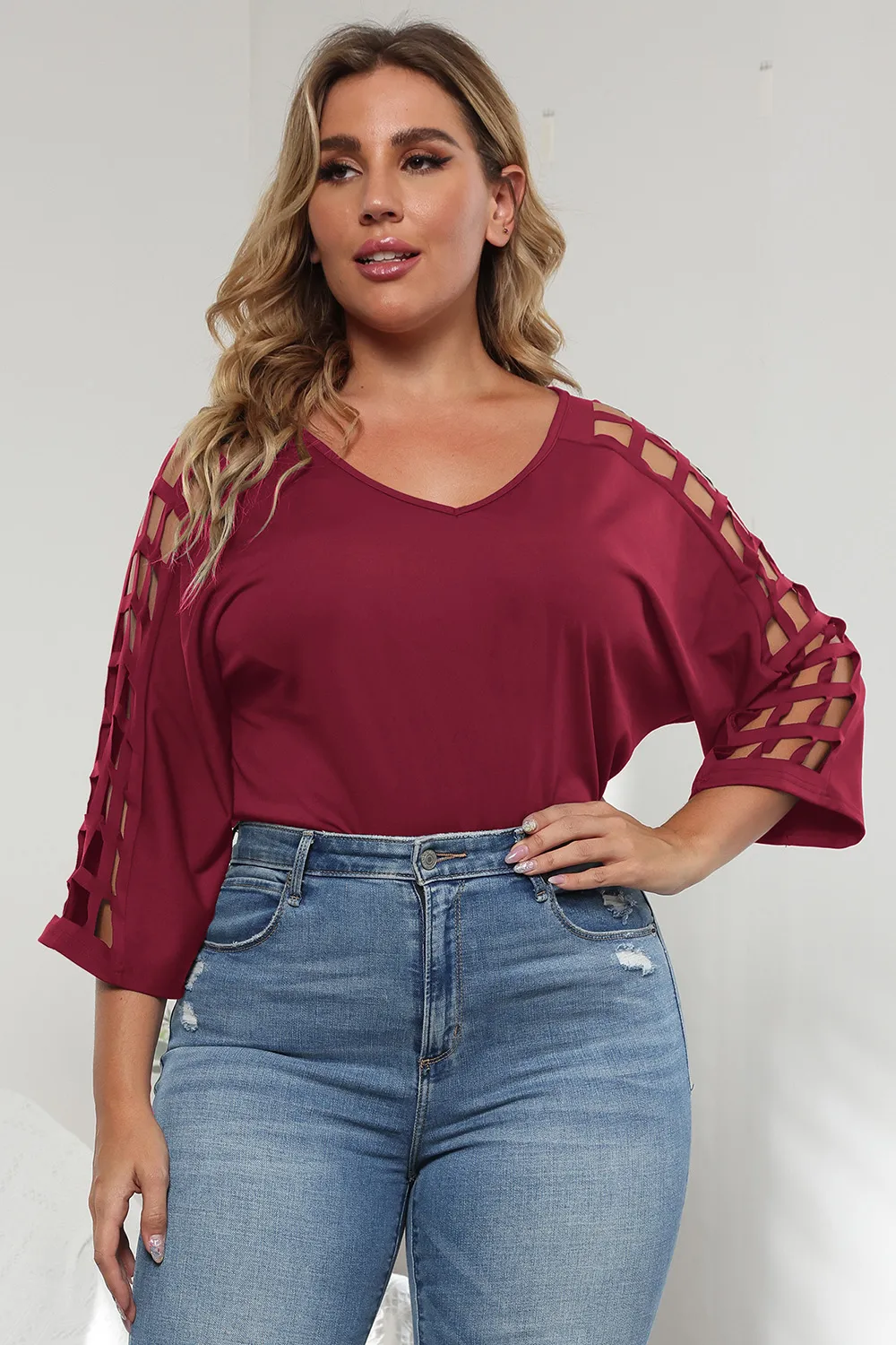 3/4 Sleeve Cutout Detail Top, image 8