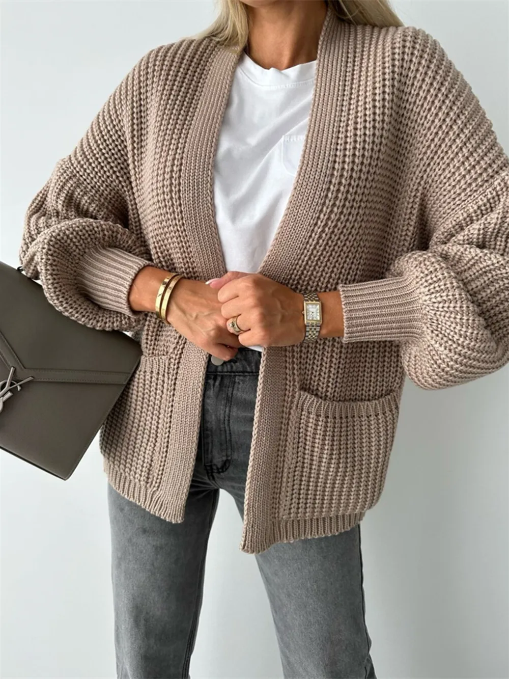 Open Front Dropped Shoulder Cardigan, image 7
