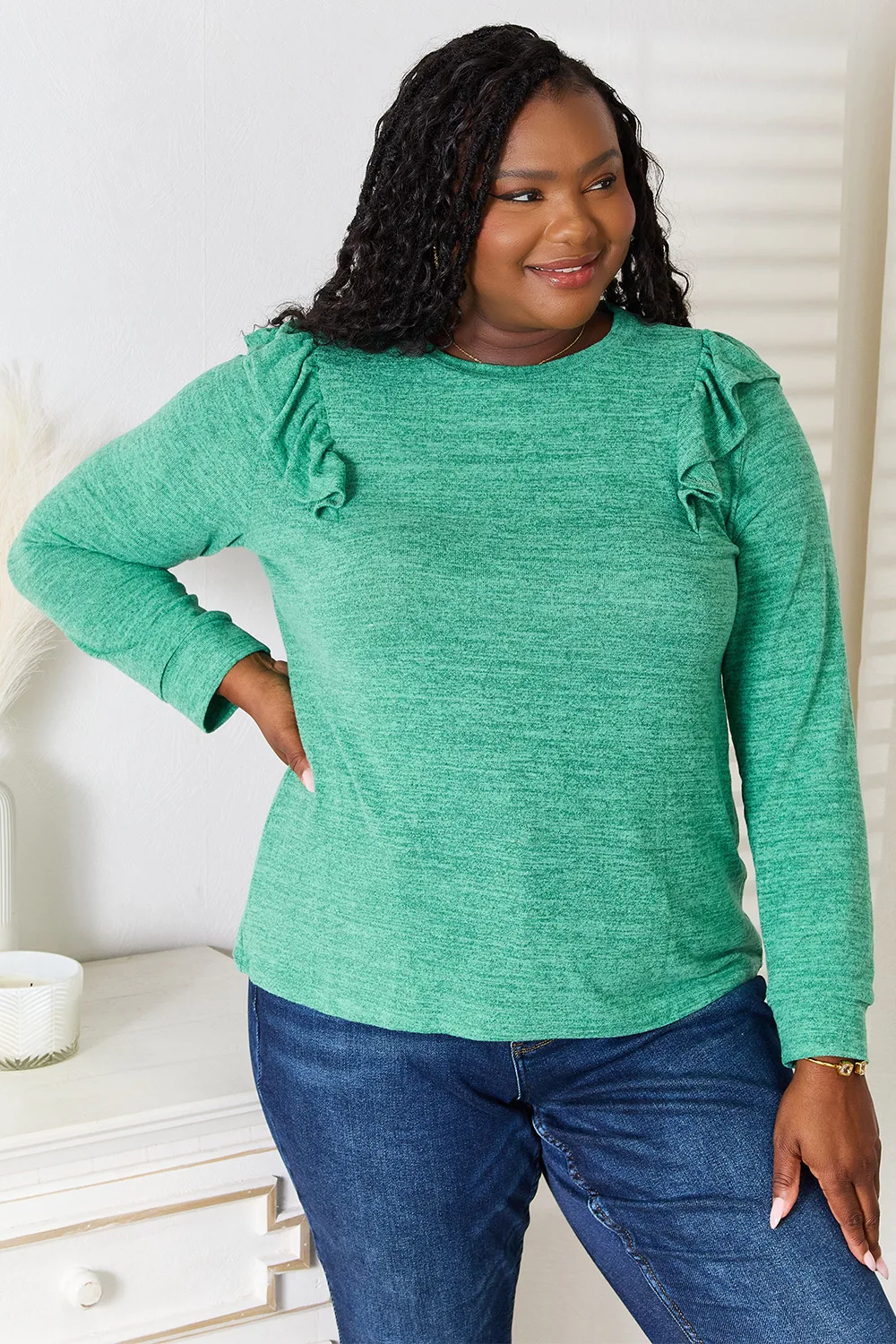 Ruffle Shoulder Long Sleeve T-Shirt, image 5