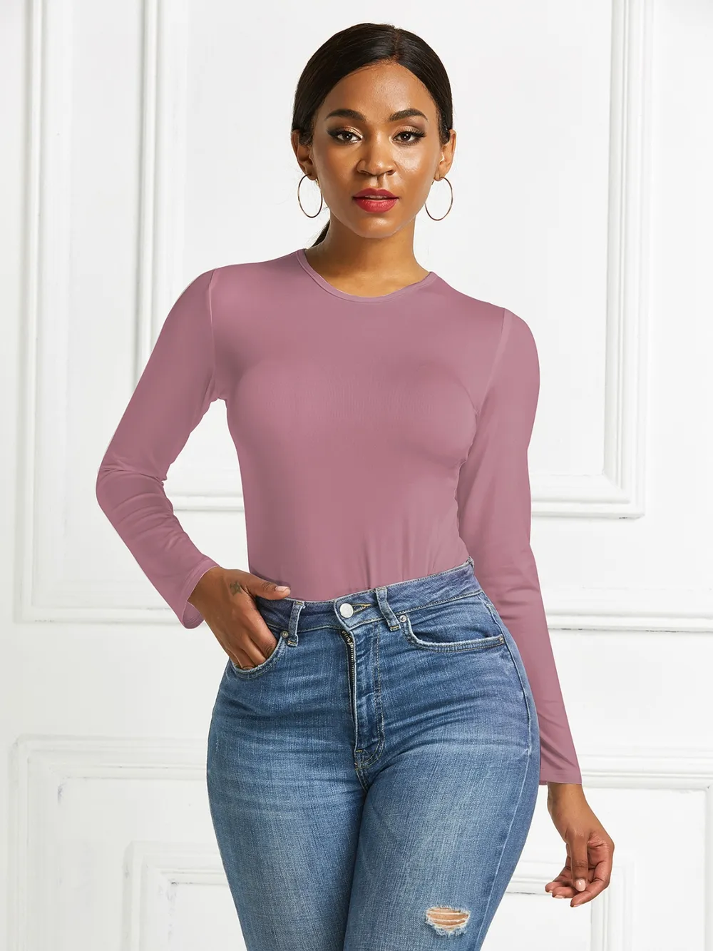 Round Neck Long Sleeve Bodysuit, image 28