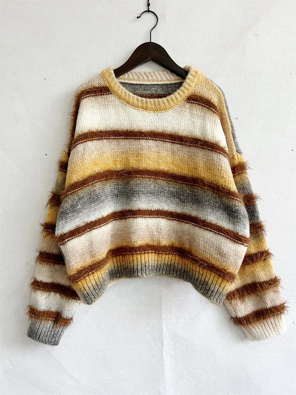 Striped Round Neck Long Sleeve Sweater, image 8